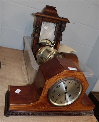 Lot 348 - A selection of clocks including a Vienna type wall clock, two mantel clocks, Comitts of London...