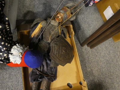 Lot 370 - A collection of 20th/21st century various string and other puppets, harlequin and clown dolls, dumb