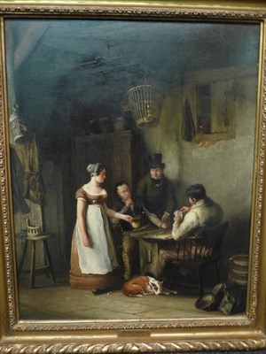 Lot 867 - John Cawse (1779-1862) "The Card-Players" Signed and dated 1823, inscribed on a plaque, oil on...