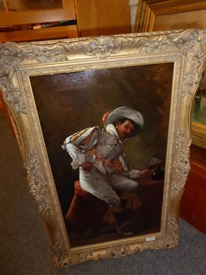 Lot 1001 - G* Holmes (late 19th century) Cavalier raising a glass of red wine, monogrammed and dated 1884, oil