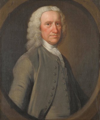 Lot 870 - English School (17th/18th century) Portrait of a gentleman, standing, half length, wearing a...