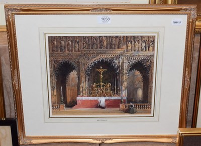 Lot 1058 - Attributed to Samuel Read, In the Dom Minster, Westphalia, watercolour, 25.5cm by 31.5cm