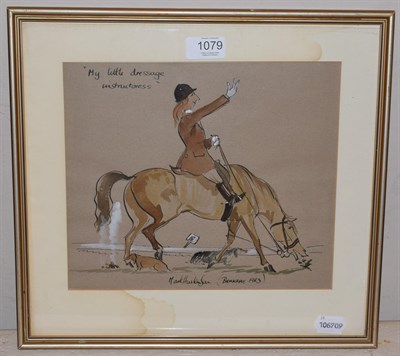 Lot 1079 - Mark Huskinson b.1935 ''My Little Dressage Instructoress'', signed inscribed and dated 1983,...