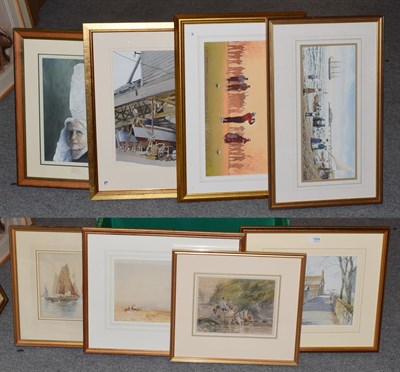 Lot 1084 - A group of watercolours to include: Bob McKay, ''The Last Match of the Day'', Colin Baxter,...