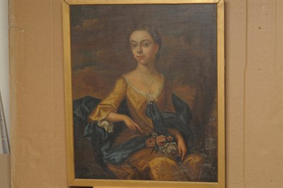 Lot 877 - Follower of Charles Jervas (18th century) Portrait of a young lady, three quarter length,...