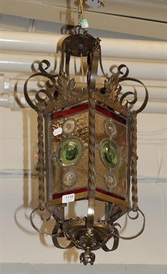 Lot 1116 - A late Victorian brass and copper hall lantern