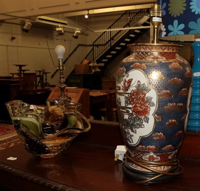 Lot 1122 - A modern decorative cloisonne lamp and a glass vase (2)