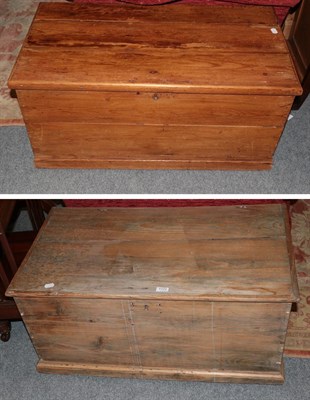 Lot 1172 - A Victorian pine blanket box, 93cm wide by 53cm deep by 43cm high; together with another...