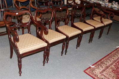 Lot 1250 - A set of six William IV carved mahogany dining chairs, 2nd quarter 19th century, including two...