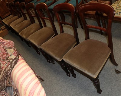 Lot 1254 - A set of eight Victorian mahogany balloon-back dining chairs, labelled Bartholomew and...