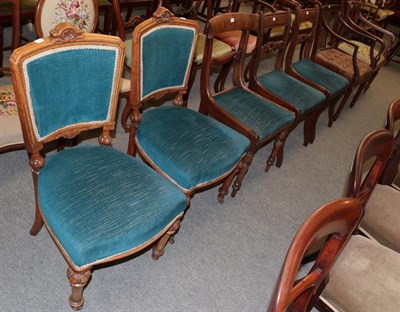 Lot 1255 - Two pairs of 19th century mahogany chairs and three single chairs of similar date (7)