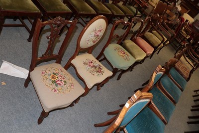 Lot 1256 - Four various Victorian balloon-back chairs; a 19th century nursing chair; and a pair of...