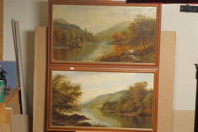 Lot 894 - Thomas Spinks (fl.1872-1880) River landscape with a figure in a boat; River landscape with an...