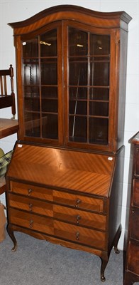 Lot 1271 - An early 20th century bureau bookcase, 96cm by 46cm by 210cm high