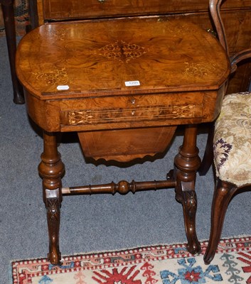 Lot 1295 - A Victorian inlaid walnut work table, 61cm by 41cm by 71cm high