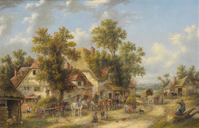 Lot 897 - Edward Masters (fl.1869-1880) "An English Village" Signed with the artist's initials, inscribed...