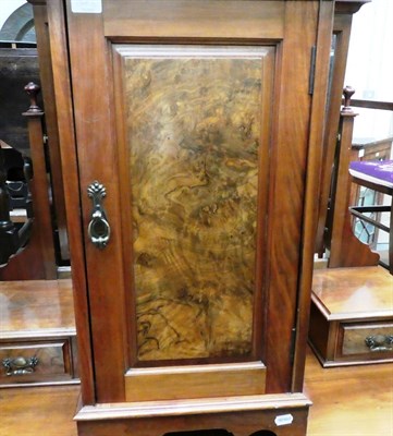 Lot 1305 - A group of furniture comprising an Edwardian inlaid mahogany mirror-fronted wardrobe; a walnut...