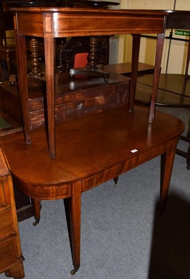 Lot 1316 - An inlaid mahogany side table, together with a larger example (2)