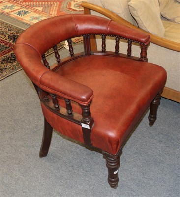 Lot 1356 - A Victorian mahogany framed studded red leather horseshoe-back chair
