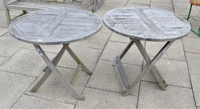 Lot 1367 - Two circular folding garden tables