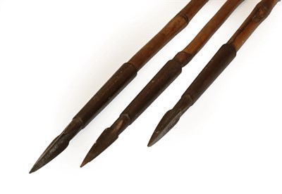 Lot 2152 - Hunting: A Trio of Indian Pig Sticking Poles, circa early 20th century, by Bodraj, Aurungabad,...