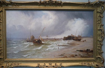 Lot 927 - Attributed to Thomas Rose Miles (fl.1869-1888) Beach scene at low tide Indistinctly inscribed...