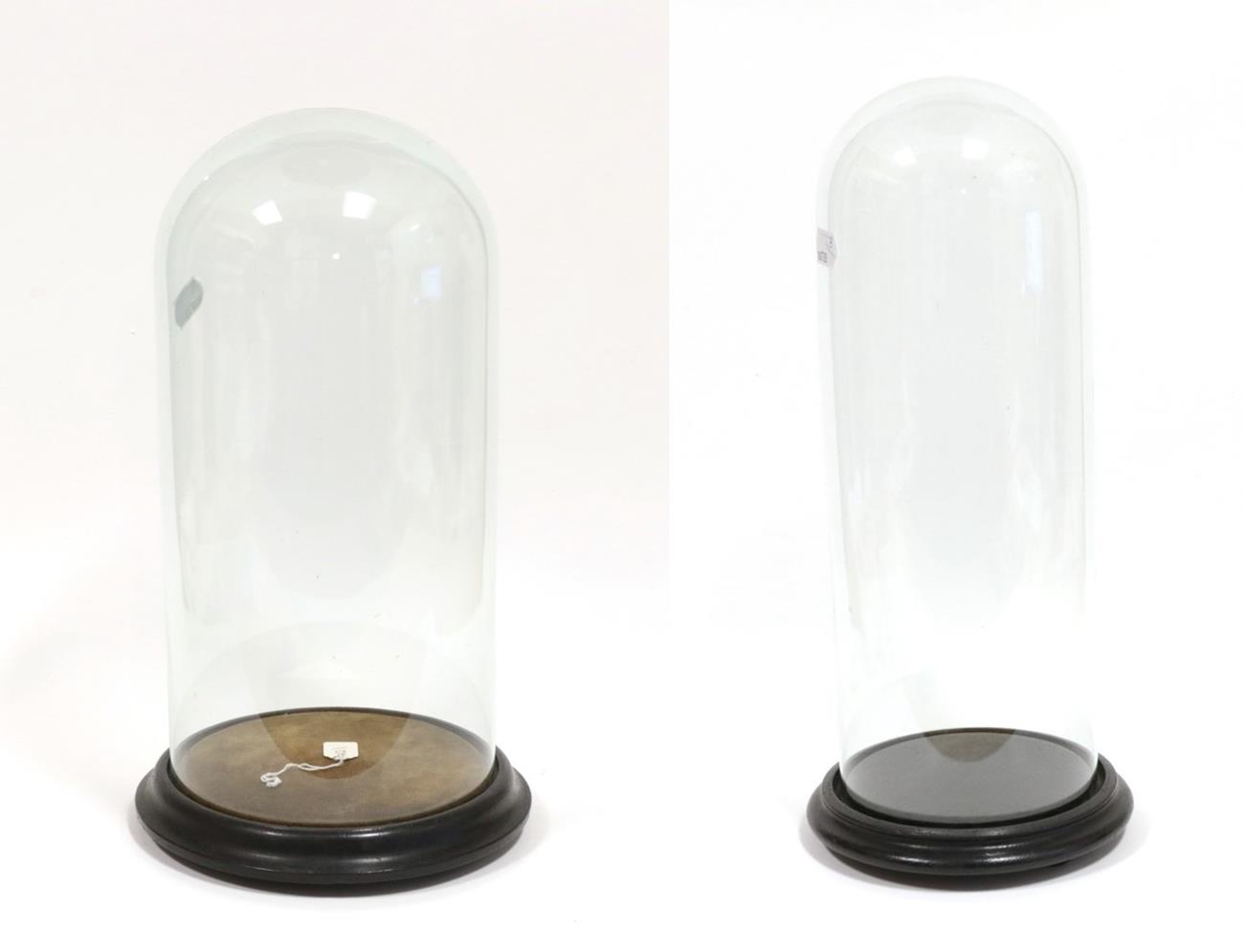 Lot 2228 - Glass Dome: Two Late 19th Century Circular Glass Domes, two period glass domes with original...