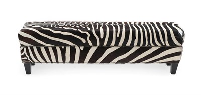Lot 2254 - Animal Furniture: A Cow Hide Zebra Printed Overstuffed Stool / Window Seat, modern, the overstuffed
