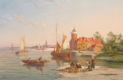 Lot 936 - William Dommersen (1850-1927) Dutch "River Amstel, Amsterdam" Signed, inscribed on a plaque,...