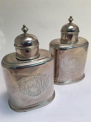 Lot 2004 - A Pair of George II Silver Tea-Caddies and A Sugar-Box En Suite, The Sugar-Box by John Newton,...