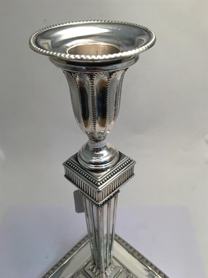 Lot 2008 - A Pair of George III Silver Candlesticks, Possibly by Joseph Steward, London, 1781, each on...