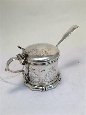Lot 2012 - A Victorian Silver Mustard-Pot, by Charles Fox, London, 1839, drum-shaped and with spreading...