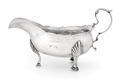 Lot 2024 - A George III Silver Cream-Boat, by John Langlands, Newcastle, Circa 1800, boat-shaped and on...