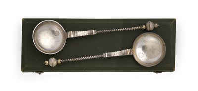 Lot 2027 - A Pair of Norwegian Parcel-Gilt Silver Spoons, by Marius Hammer, Bergen, Circa 1900, each in...