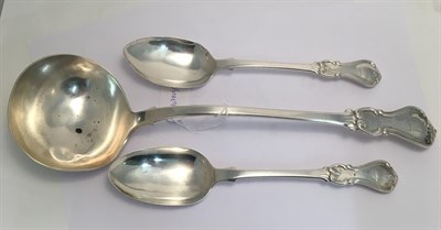 Lot 2028 - A Victorian Silver Soup-Ladle and Set of Eight Silver Table-Spoons, by John James Whiting,...