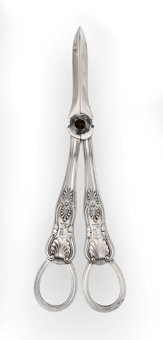 Lot 2031 - A Pair of Victorian Silver Grape-Scissors, by George Howson, Sheffield, 1898, King's pattern,...