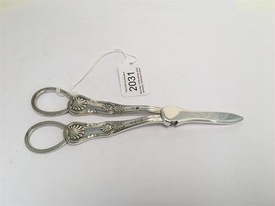 Lot 2031 - A Pair of Victorian Silver Grape-Scissors, by George Howson, Sheffield, 1898, King's pattern,...