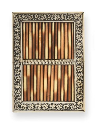 Lot 2042 - A Victorian Porcupine Quill and Bone Card-Case, Last Quarter 19th Century, oblong and with...