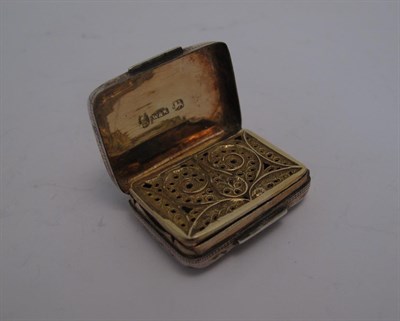 Lot 2043 - A George III Silver Vinaigrette, by Wardell and Kempson, Birmingham, 1818, oblong, the base curved