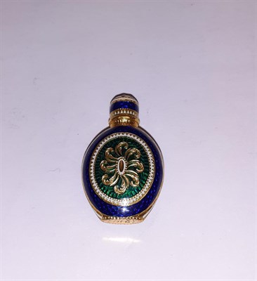 Lot 2054 - A George III Gold and Enamel Scent-Bottle, Almost Certainly Incuse Maker's Mark IH or JH,...