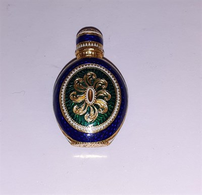 Lot 2054 - A George III Gold and Enamel Scent-Bottle, Almost Certainly Incuse Maker's Mark IH or JH,...