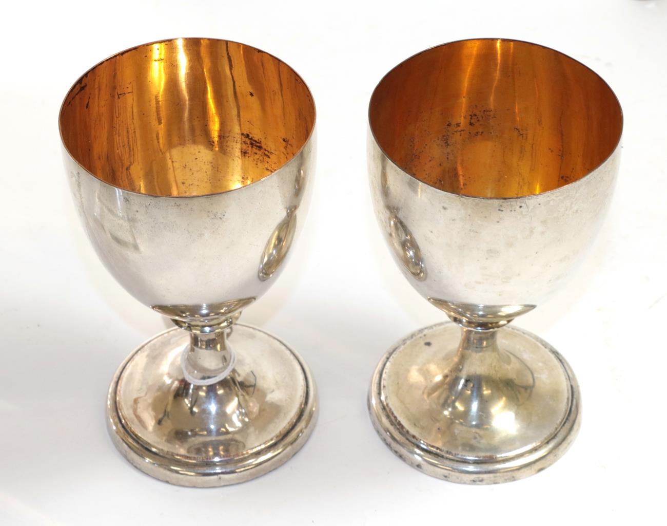 Lot 2057 - A Pair of George III Old Sheffield Plate Goblets, Apparently Unmarked, Circa 1800, Each with...