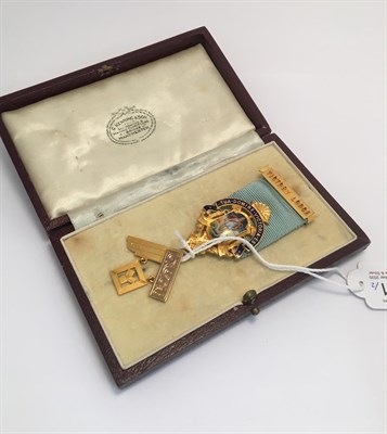 Lot 2061 - A George V Gold and Enamel Masonic Past Master's Jewel From the Victory Lodge, Blackburn, No. 3932