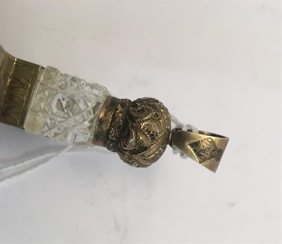 Lot 2074 - A Victorian Cut-Glass Scent-Bottle With Gilt Plated Mounts, Apparently Unmarked, With Design...