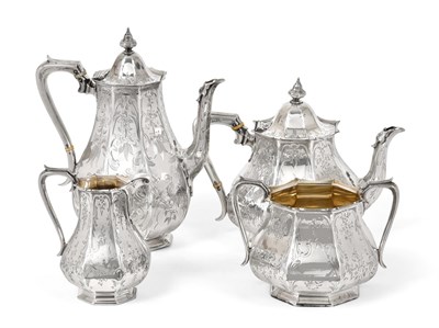 Lot 2093 - A Three-Piece Victorian Silver Tea-Service, by Edward, John and William Barnard, London, 1850, each