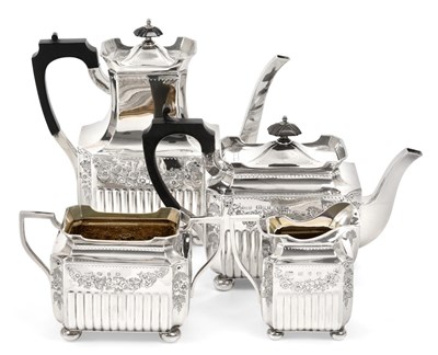 Lot 2095 - A Four-Piece Victorian Silver Tea and Coffee-Service, by Elkington and Co., Birmingham, The...