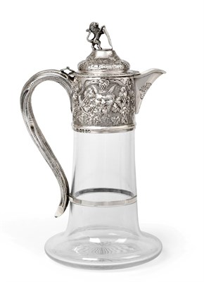 Lot 2096 - A Victorian Silver-Mounted Glass Claret-Jug, by Charles Boyton, London, 1871, the plain glass...