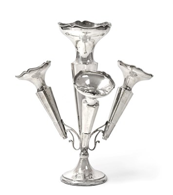 Lot 2110 - A George V Silver Vase, by James Clark and John Sewell, Chester, 1926, the central vase fluted...