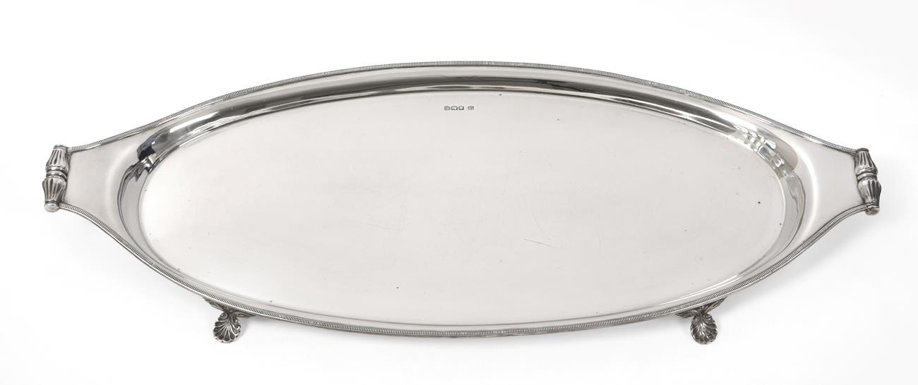 Lot 2121 - A George V Silver Tray, by Fenton Brothers Ltd., Sheffield, 1929, oval and with gadrooned...