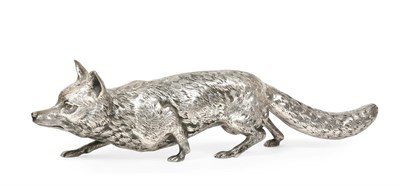 Lot 2138 - A German Silver Model of a Fox, Maker's Mark Lacking, 20th Century, realistically modelled,...